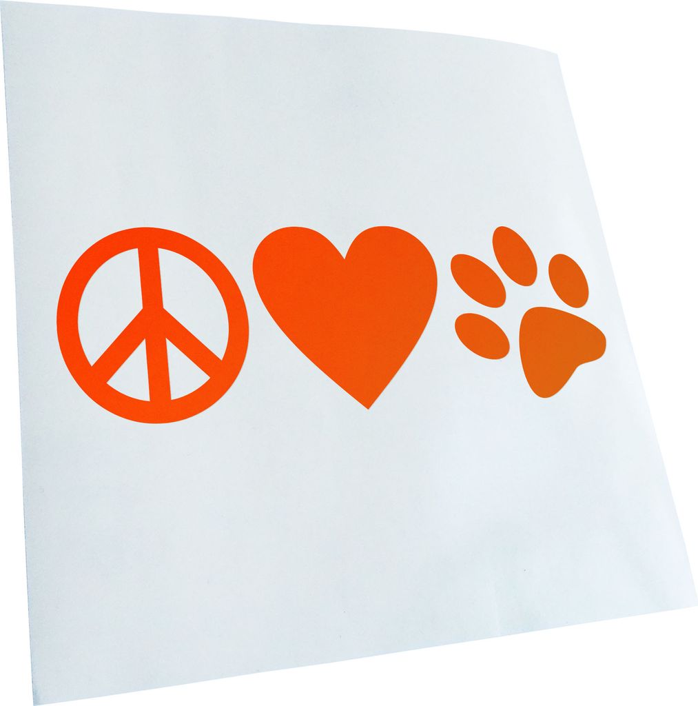 Kiwistar - Autoaufkleber - Peace Love Animals Heckscheibe - Aufkleber für Auto Kfz Fahrrad, LKW, Truck Mofa