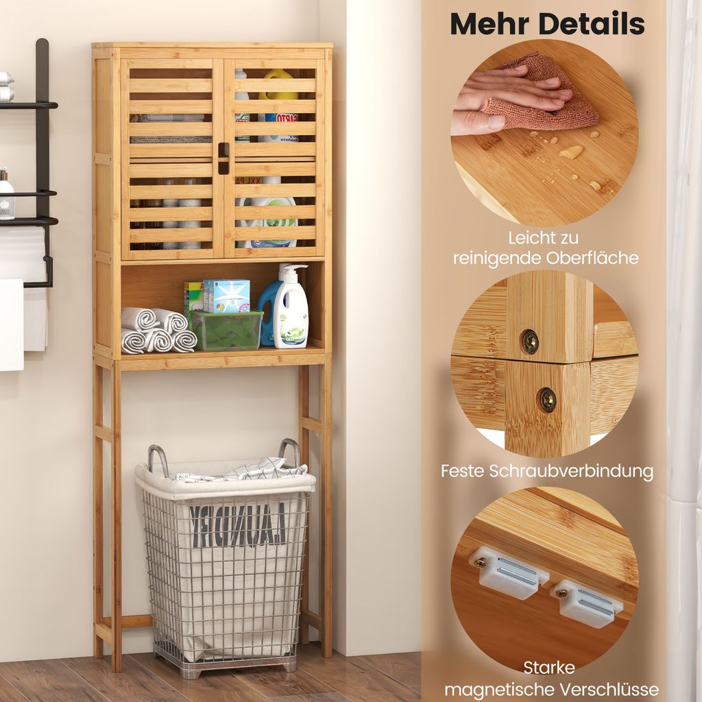 COSTWAY Über-Toilette-Speicherschrank, hoher Produktbild 7