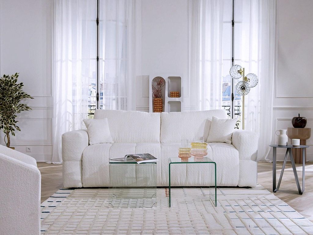 Express 3-Sitzer-Sofa in beigem Buchenholz - Liegefläche 140 cm - Matratze 16 cm - ISSORO