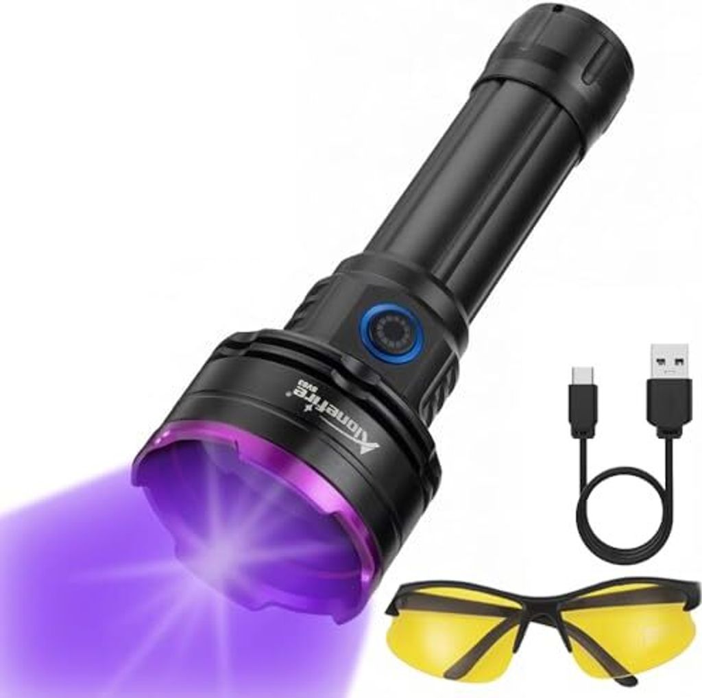 Alleinfire SV83 20W 365nm UV Torch USB wiederaufladbar - Black Light Pet Urin Detektor, Gelddetektorharz, Fischerei, Skorpion, Bernstein, Mineraliensi
