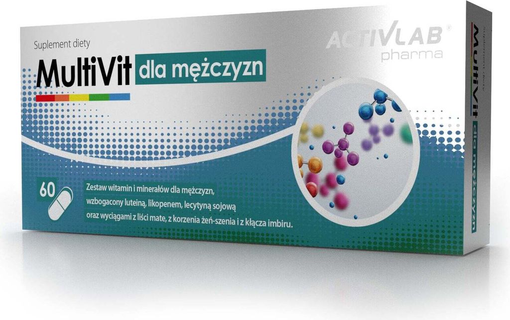Activlab MultiVit for men 60 Kapseln, Vitamine und Mineralien, Vitamin A, E, C, K, B1, B2, B3, B5, B6, B12, D, B7, Magnesium