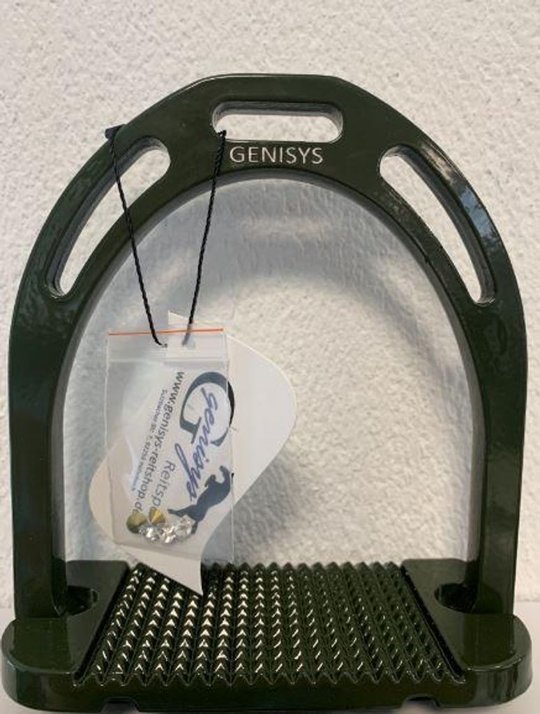 Genisys Steigbügel martini-olive grün glossy mit Strass + Produktbild 