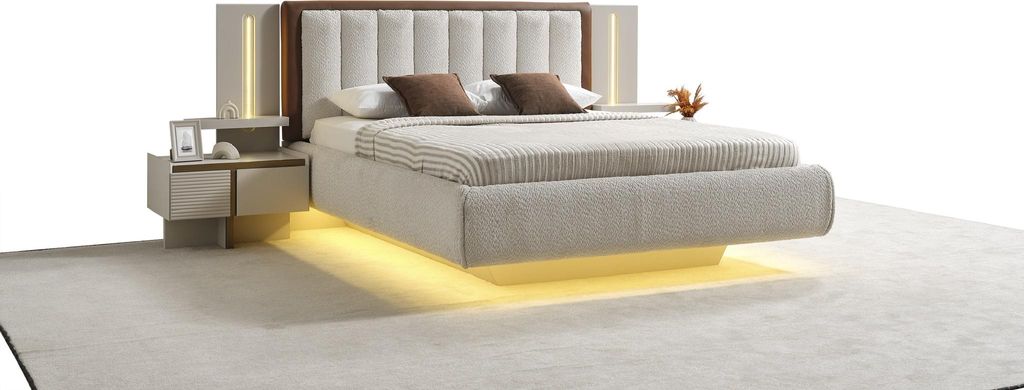 Elegantes Schlafzimmer-Set aus Holz in Beige mit modernem Design