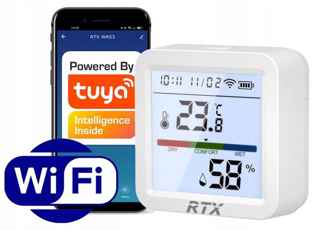 Tuya LCD WiFi Temperatur- und Feuchtigkeitssensor Produktbild 