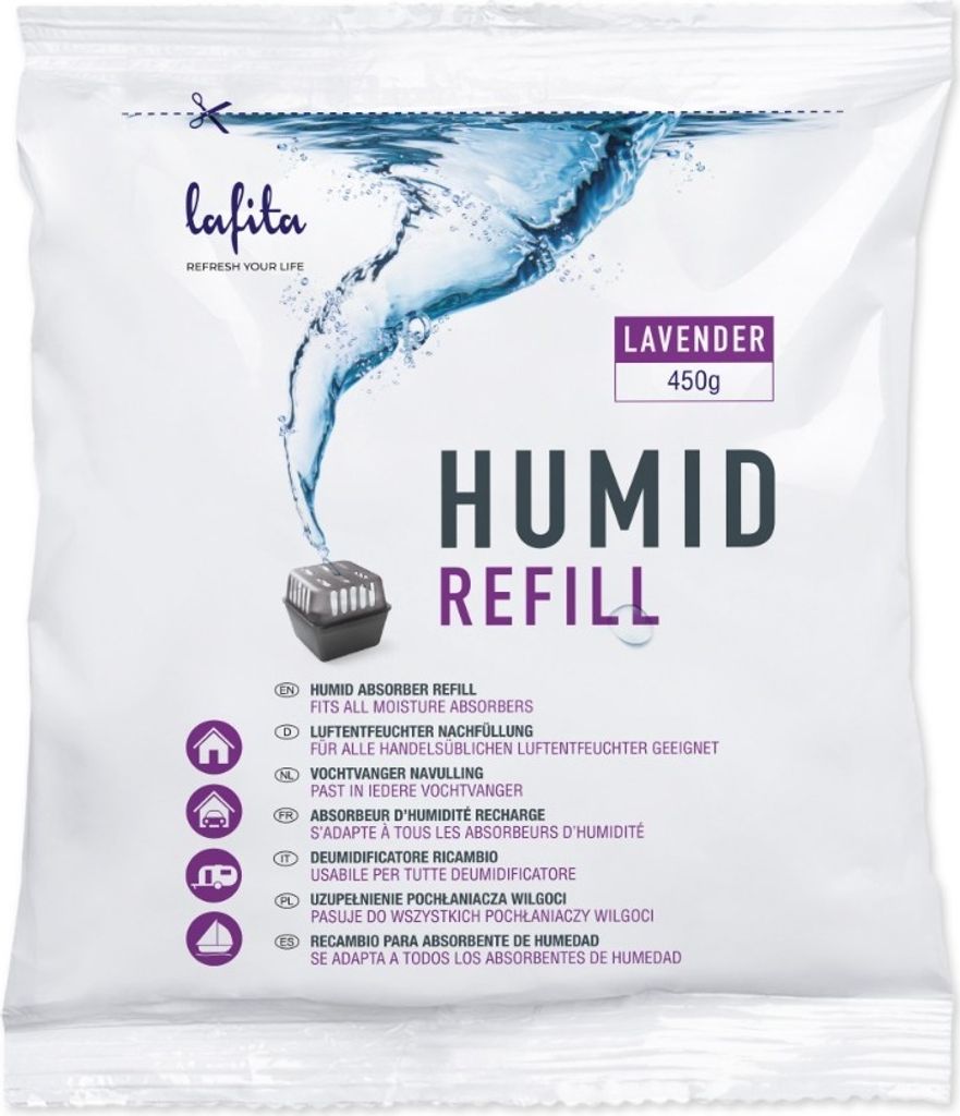 1x Lafita Luftentfeuchter Nachfüllung - 450 Gramm - Lavendelduft - Granulat - Feuchtigkeit Absorber Nachfüllpack