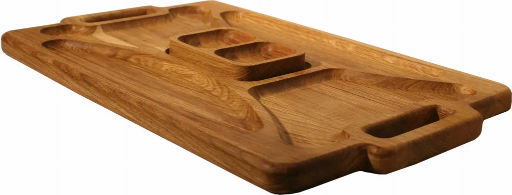 Vassoio da portata in rovere con vassoio per salse | vassoio in legno per spuntini | vassoio in rovere per antipasti | vassoio per salse | vassoio per salse