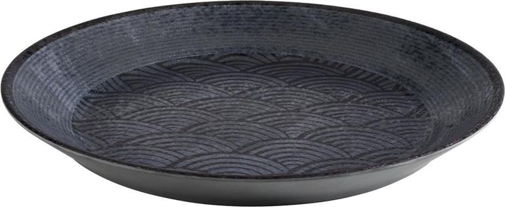 APS 84912 Schale DARK WAVE, Ø 32 cm, Höhe 3,5 cm, Melamin, schwarz/Wellendekor