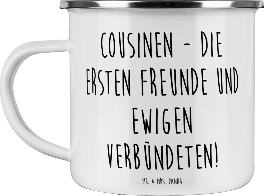 Mr. & Mrs. Panda Emaille Tasse Spruch Cousine Freunde - Weiß - Geschenk, Bindung, herzerwärmende Sprüche, Verwandte, Geschenke, Aufmerksamkeiten...