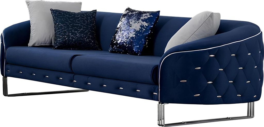 Designer Sofa 3 Sitzer Chesterfield Couch Polster Sofas Design Blau