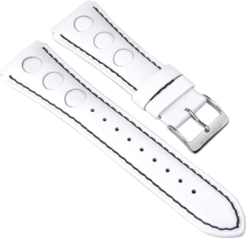 Police P-Matrix Uhrenarmband 24mm Leder Weiss PL10811JS-14A