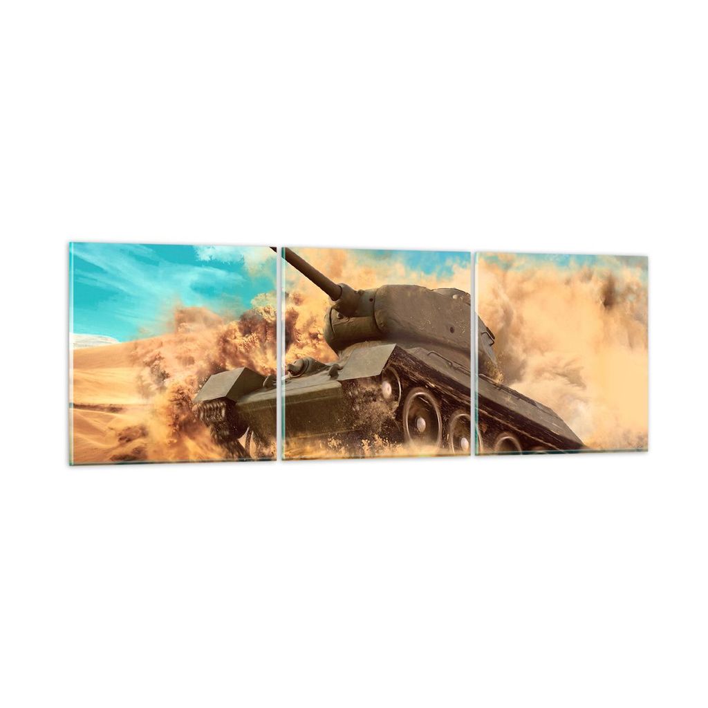Bilder auf glas - Panzer Poligon Feld - 120x40cm - Glasbilder - Wandbilder - Kunstdruck - zum Aufhängen bereit - Wanddekoration aus Glas - Glas Bi...