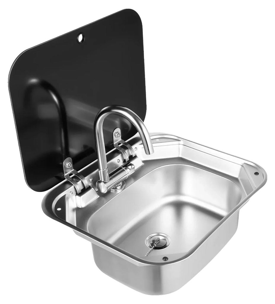 Klappbares Wohnmobilspülbecken, platzsparendes Design, langlebige Materialien, schwarz