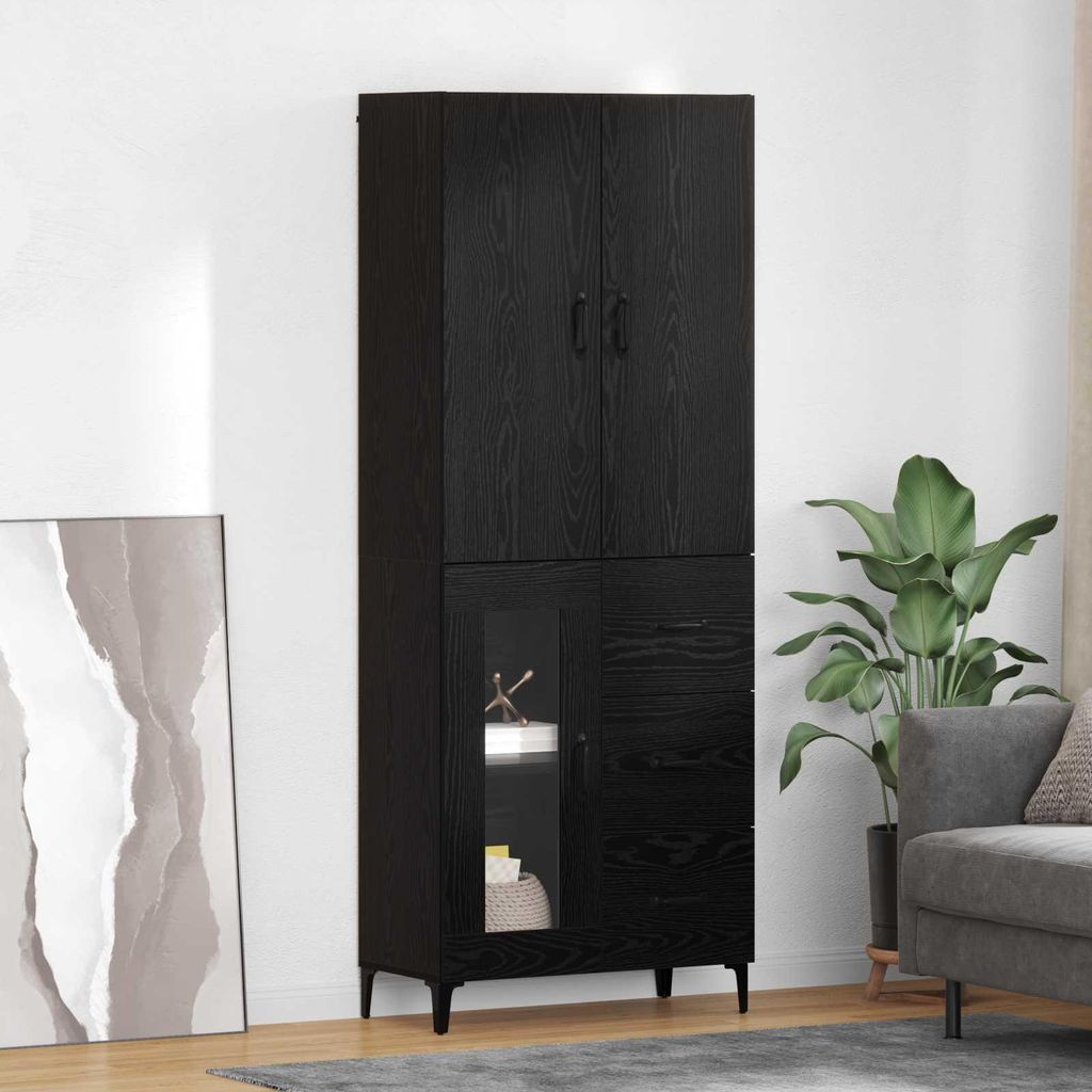 vidaXL Highboard Schwarz Eichen-Optik 69,5 x 34 x 180 cm Holzwerkstoff