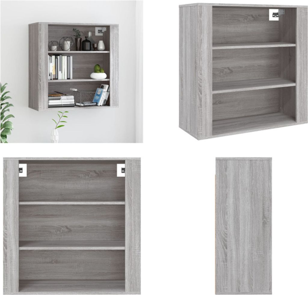 vidaXL Wandschrank Grau Sonoma 80x33x80 cm Holzwerkstoff - Wandschrank - Wandschränke - Hängeschrank - Schwebender Schrank
