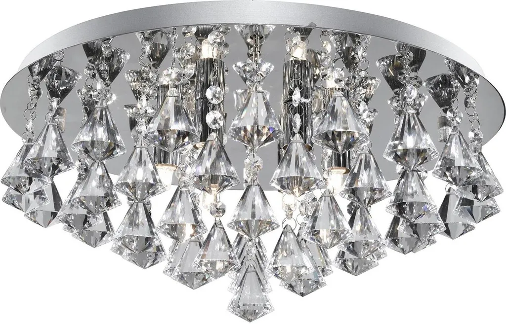 Plafonnier Hanna 8 flammes en chrome et cristal G9 - Design Moderne