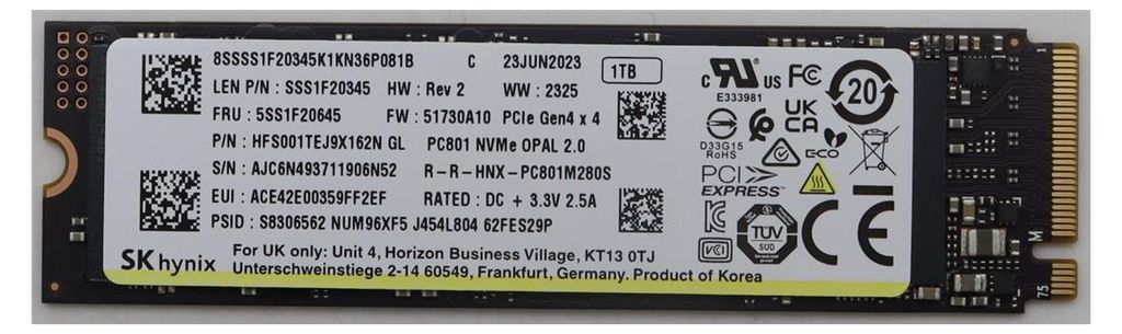 Lenovo SK Hynix - SSD - verschlüsselt - 1 TB - intern - M.2 Produktbild 
