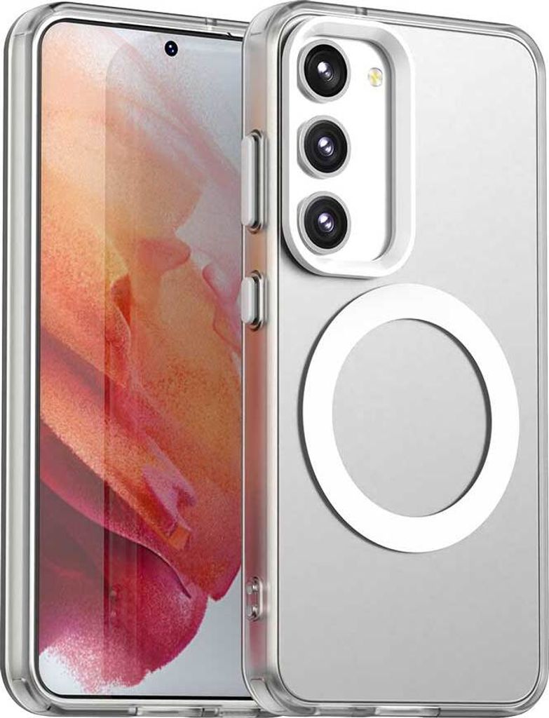 Magnetisch Hülle für Samsung Galaxy S23+, Schlank Durchscheinend Matt Stoßfest Handyhülle Weiß