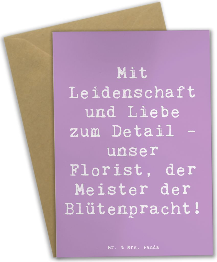 Mr. & Mrs. Panda Glückwunschkarte Spruch Florist Kunst - Lavendeltraum - Geschenk, babykarte, weihnachtskarten, osterkarten, Vielfalt, Herz und Se...