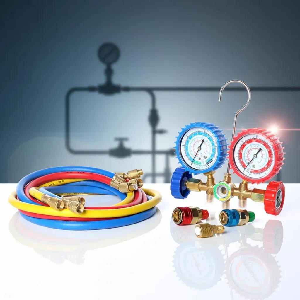 Gruppo Manometrico 2 Vie R134a R22 R12 R502 con Tubi - Kit Aria Auto