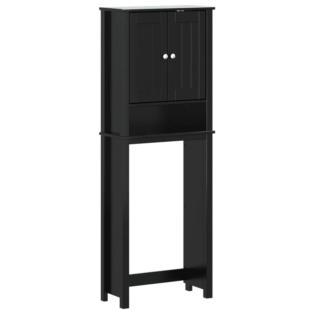 VidaXL Mobile Lavabo Bagno Berg Nero 60x34x59 Cm - Legno Massello Di Pino Con Ripiani - copertina