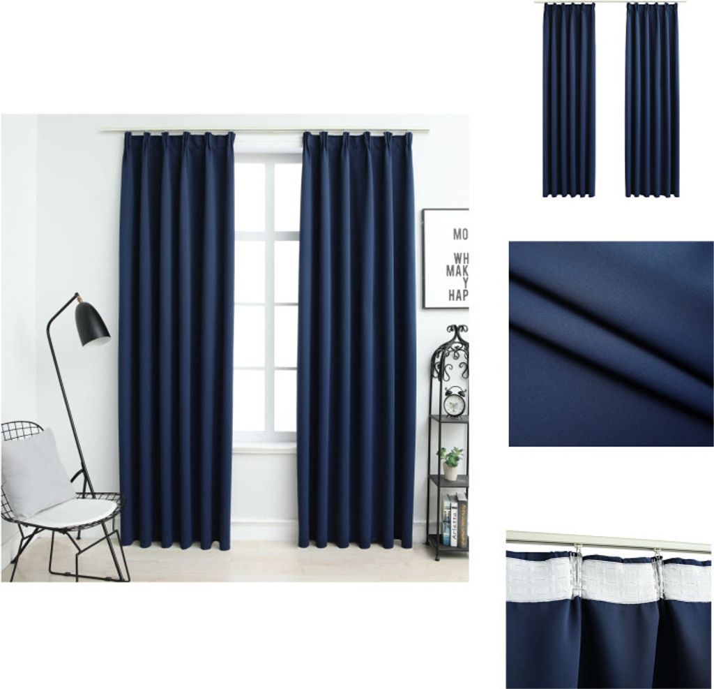 vidaXL Verdunkelungsvorhänge mit Haken 2 Stk. Blau 140x245cm - Vorhänge & Gardinen