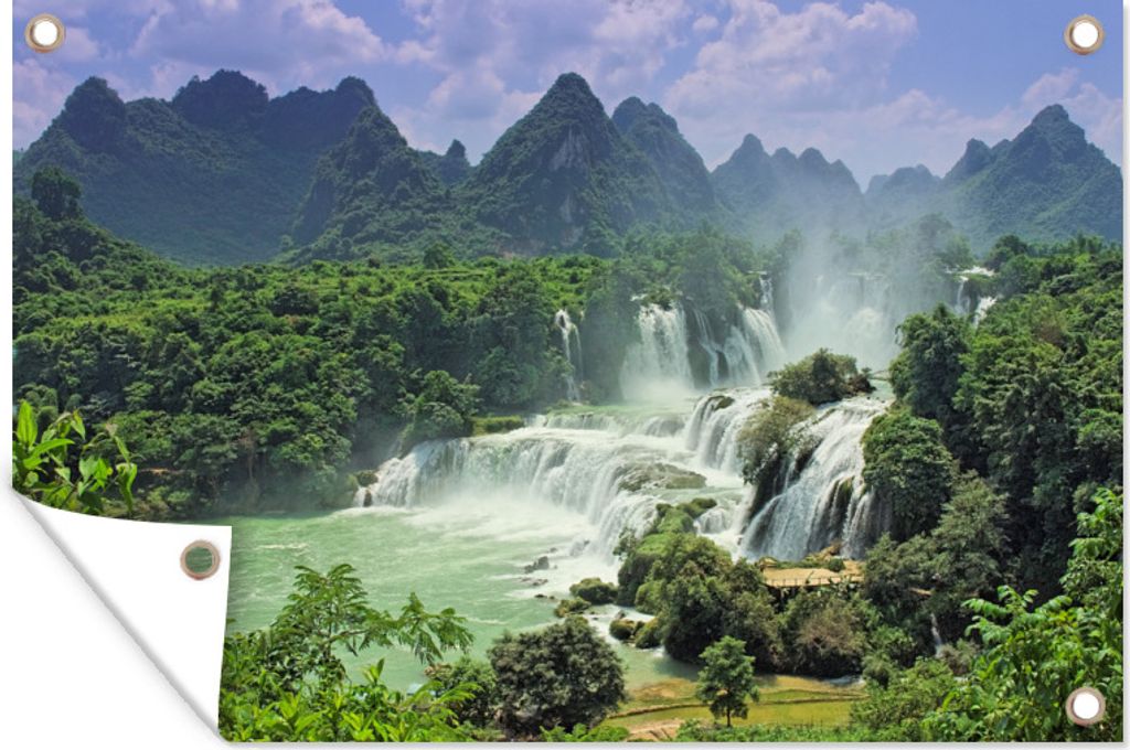 MuchoWow 120x80 cm Outdoor-Poster Gartendeko Sichtschutz Garten Poster für den Garten Bild eines Wasserfalls in Guangxi