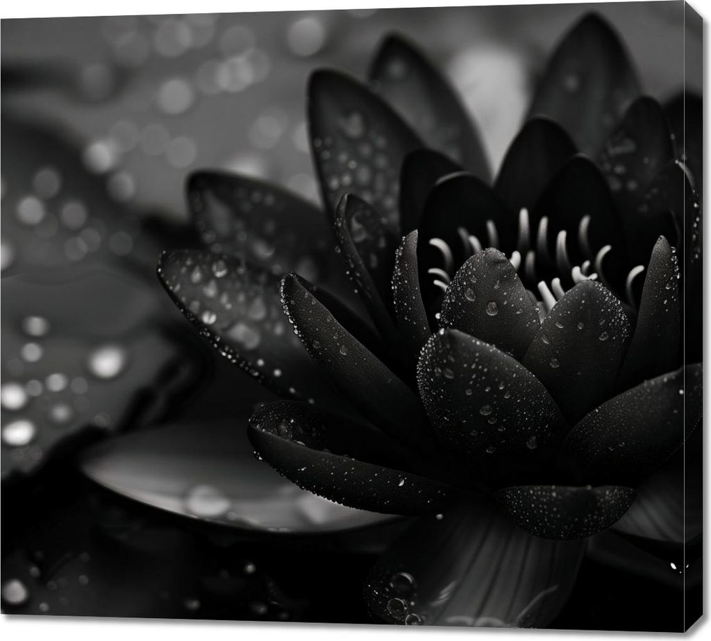 Bild 100x90cm Lotus in Schwarz