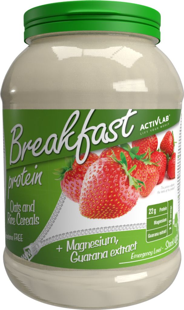 Activlab Protein Breakfast 1000g, Hoher Proteingehalt, Hafer- und Reisflocken, Guarana und Magnesium - Erdbeere