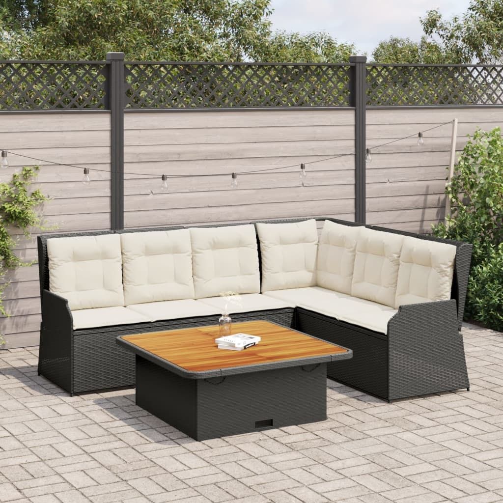 Maison Exclusive - 5-tlg. Garten-Lounge-Set mit Kissen Schwarz Poly Rattan