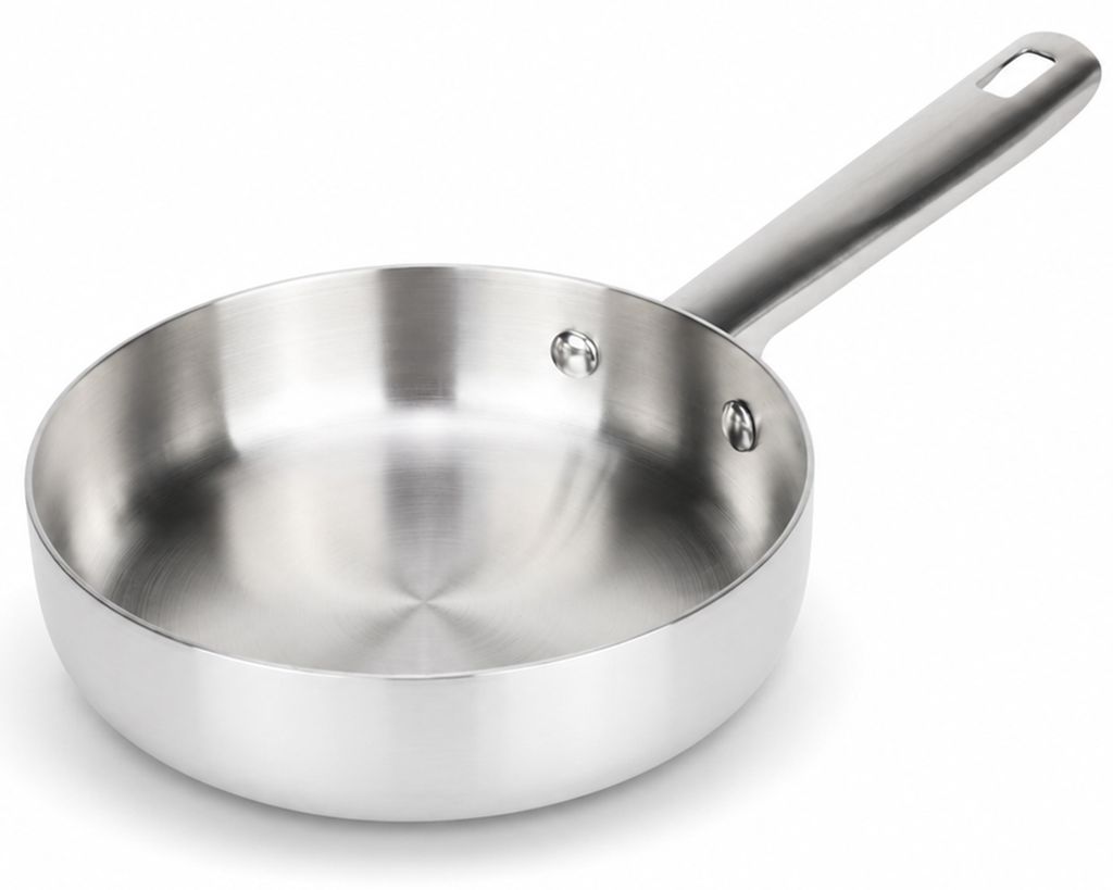 DIVORY Edelstahlpfanne 16 cm unbeschichtet – Ohne PTFE, Produktbild 