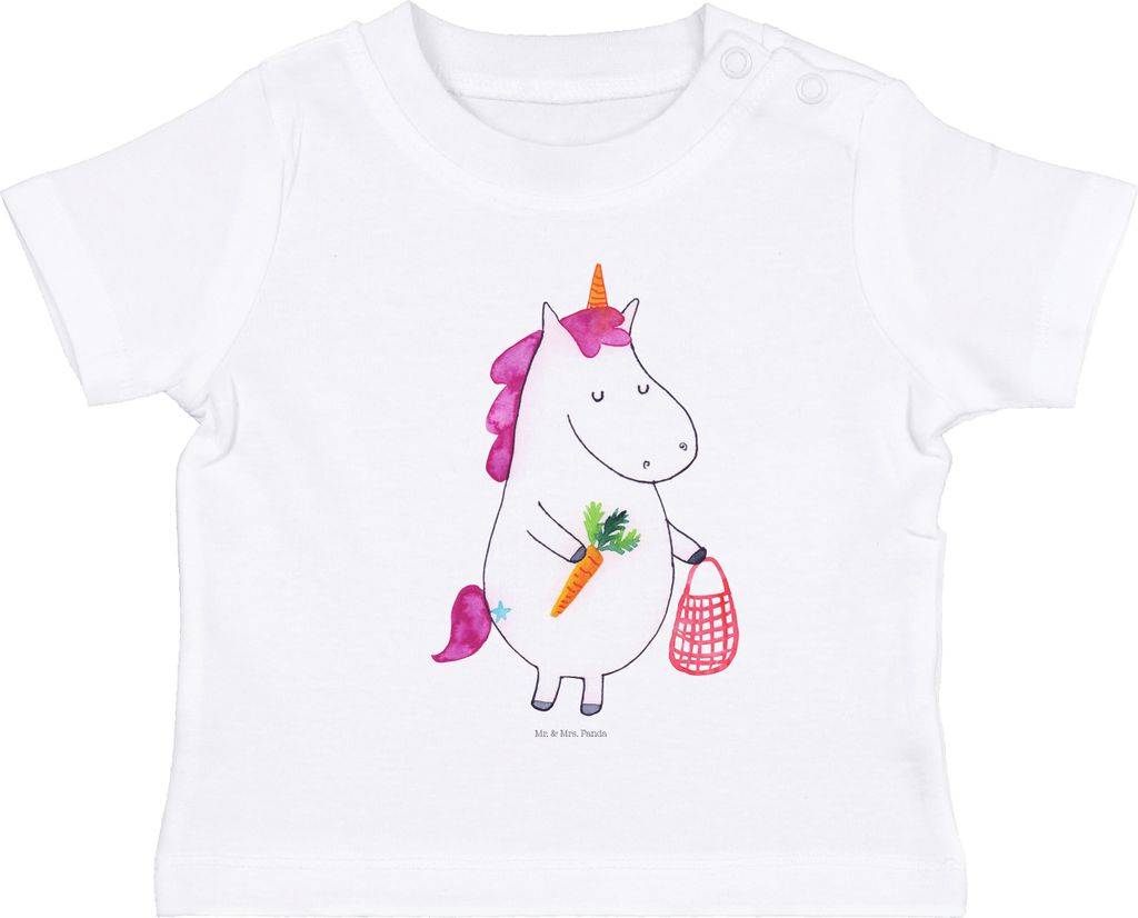 Mr. & Mrs. Panda Organic Baby Shirt Einhorn Vegan 0. - 6. Monat - Weiß - Geschenk, Gesund Leben, T-Shirt, Veganismus, Baumwolle, essen, Unicorn, K...