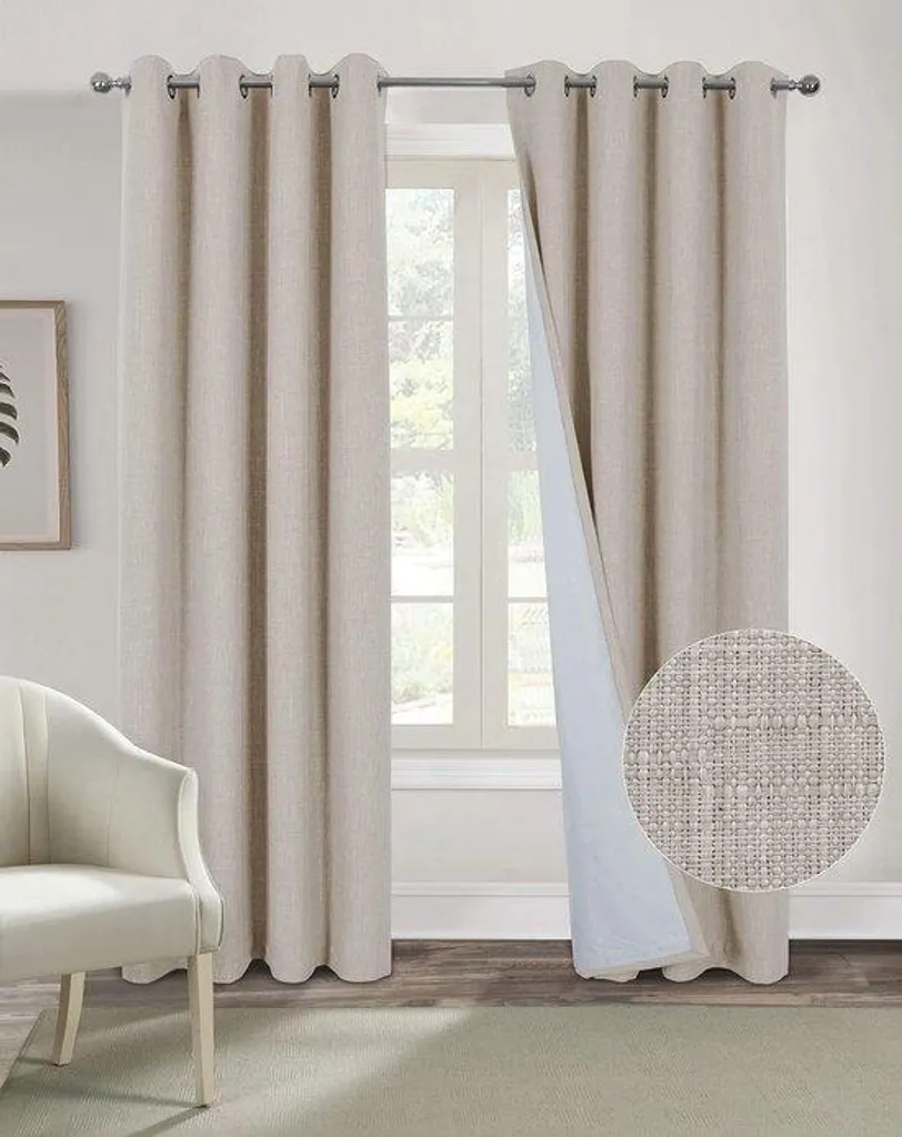 Stop froid et chaleur : rideaux isolants 114x241 cm imitation lin Lot