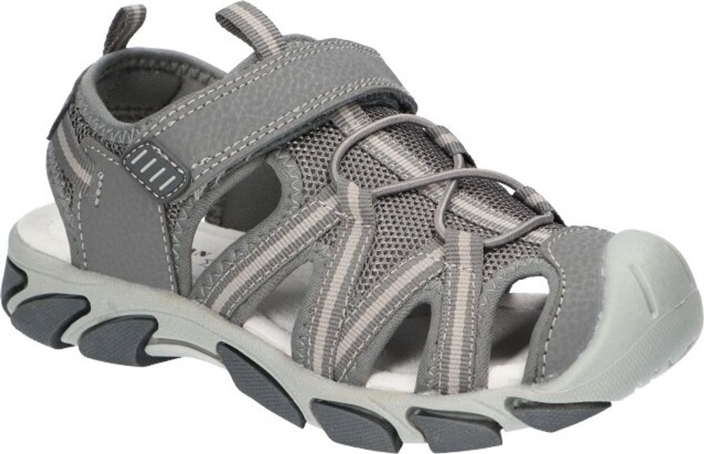 AMERICAN CLUB RL167 Solide KinderSandalen, Naturleder Innensohle, Klett Sandalen, Sportsandalen, Grau 32