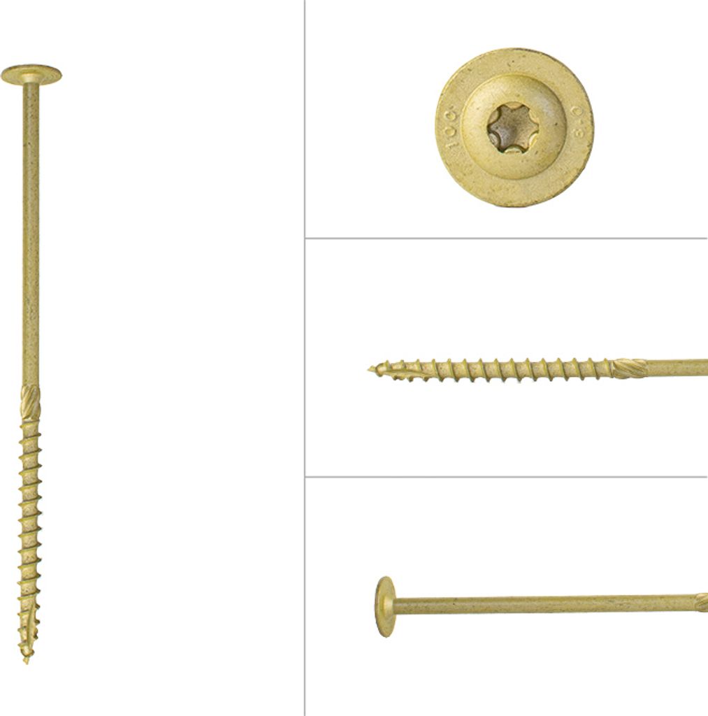 Tellerkopfschrauben beschichtet für Eiche und Garapa Hartholz 8 x 260 mm - Schachtel 50 Stück