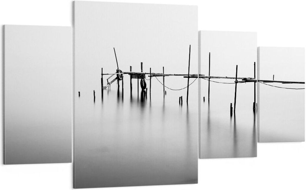 Bild auf Leinwand - Leinwandbild - Meer Brücke Wasser - 160x90cm - Wand Bild - Wanddeko - Leinwanddruck - Bilder - Kunstdruck - Wanddekoration - L...