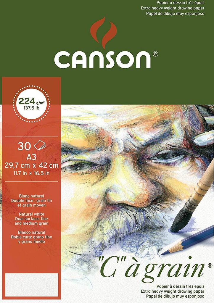 CANSON Zeichenpapierblock "C" à grain DIN A3 224 g/qm 30 Blatt