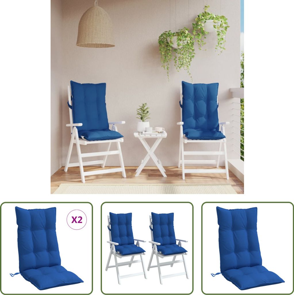 The Living Store Hochlehner-Auflagen 2 Stk. Königsblau Oxford-Gewebe