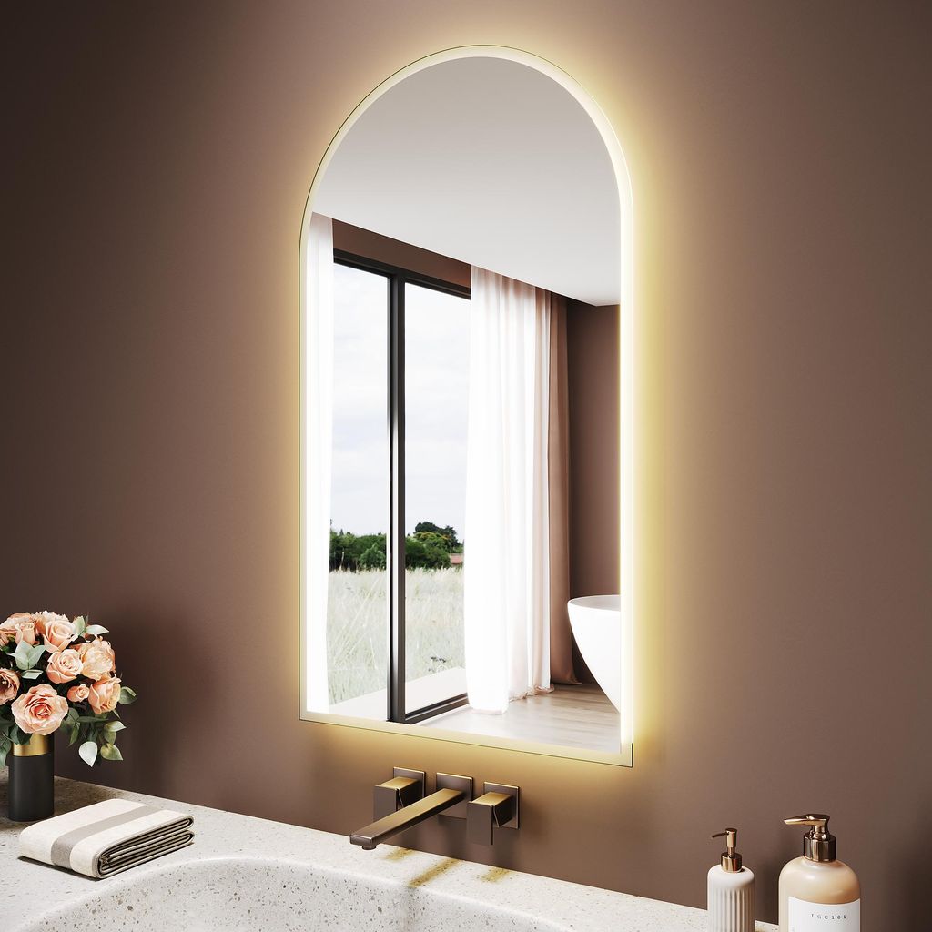 SONNI Specchio da bagno curvo bianco 80 x 40 x 3,5 cm Immagine del prodotto 