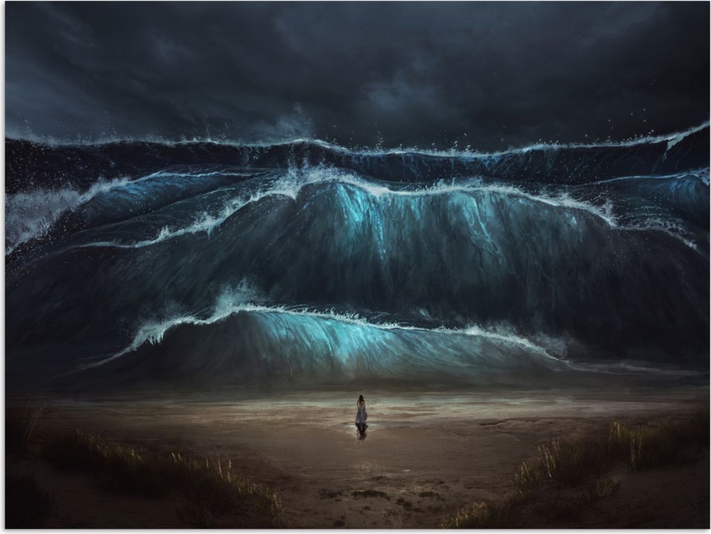 MuchoWow Poster Strand - Meer - Frau - Golf 160x120 cm - Foto Plakat