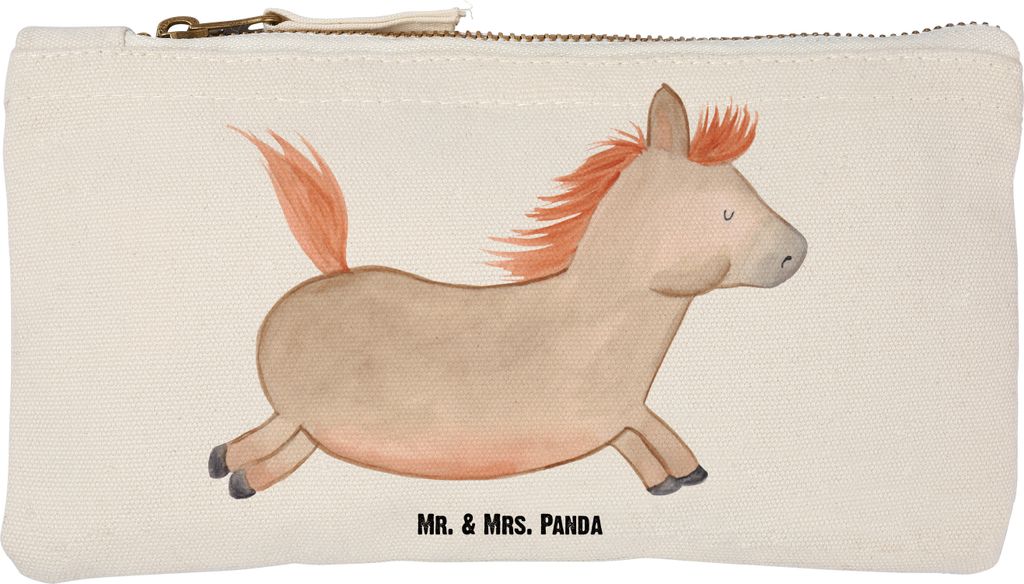Mr. & Mrs. Panda Federmappe Pferd Springen Größe S Klein - Weiß - Geschenk, Pferde, Kulturtasche, Kulturbeutel, Reiten, Pony, Kosmetikbeutel, ko...