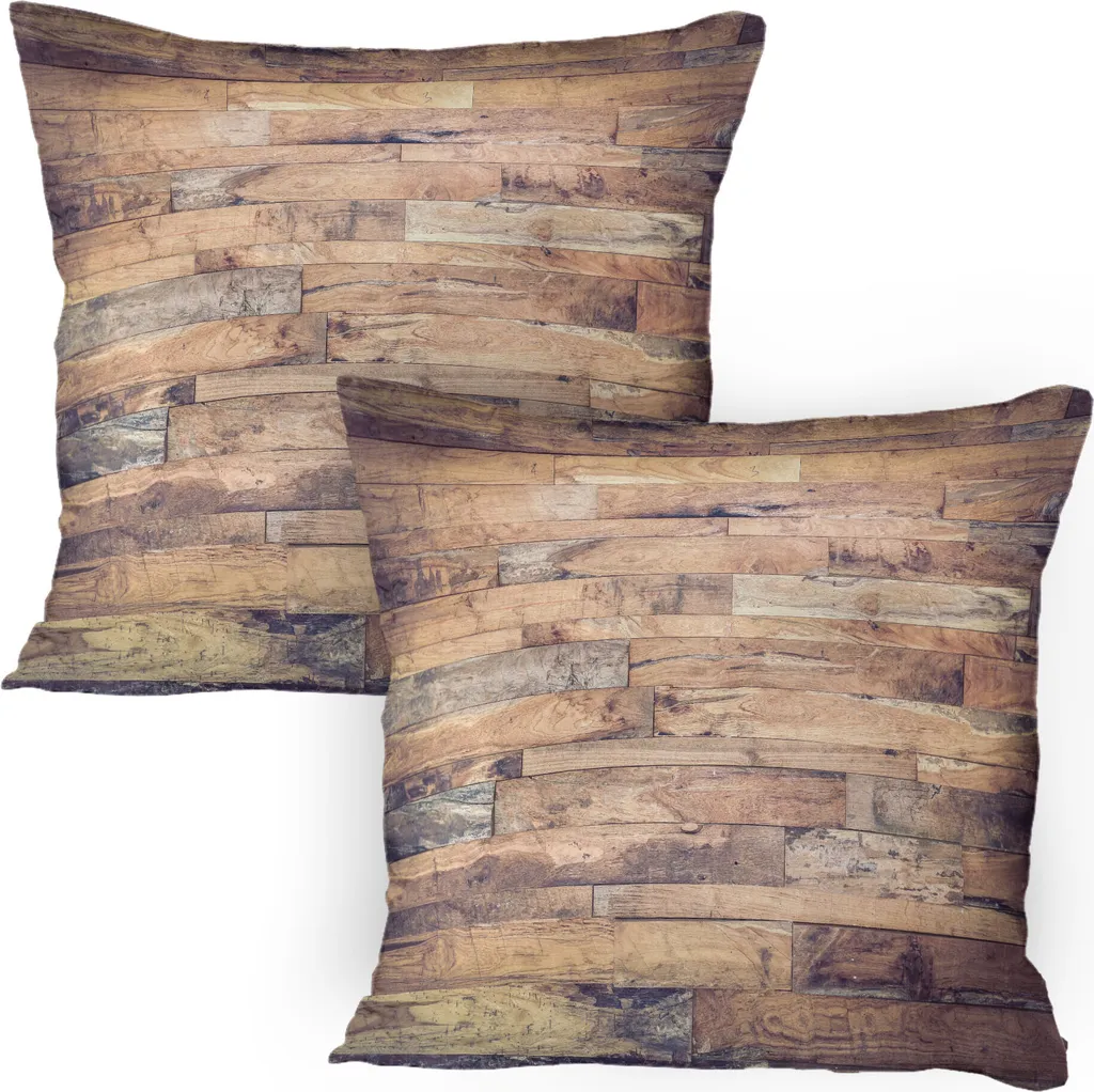 Set 2 Federe 80x80 cm ABAKUHAUS Legno Rustico - Effetto Vintage