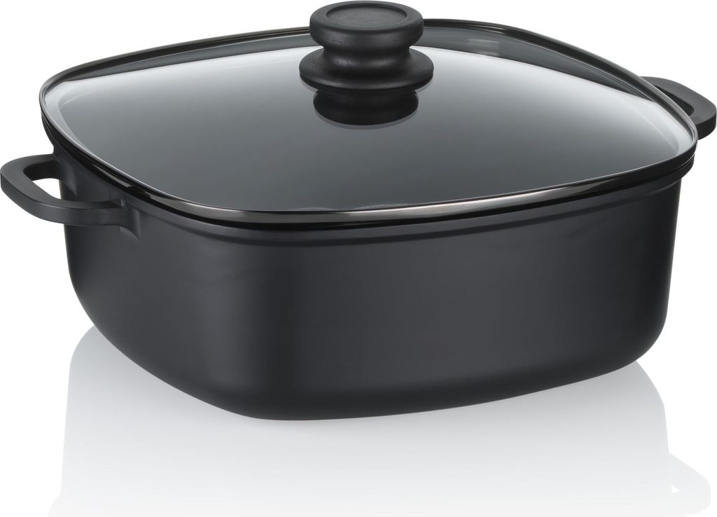 kela Schmorpfanne 28 cm hoher Rand ATURA, Induktion Servierpfanne mit Deckel 6 L, Aluguss keramisch beschichtet, Paella Pfanne