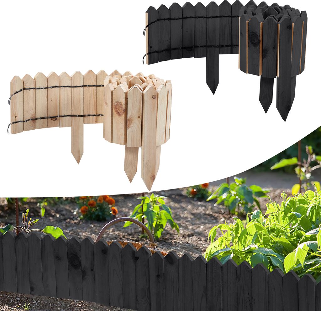 Aopunly Rasenkante Holzvertäfelung Beeteinfassung Beetbegrenzung Rasenkanten rasenkante kunststoff für Garten,200*40*1.5cm Anthrazit