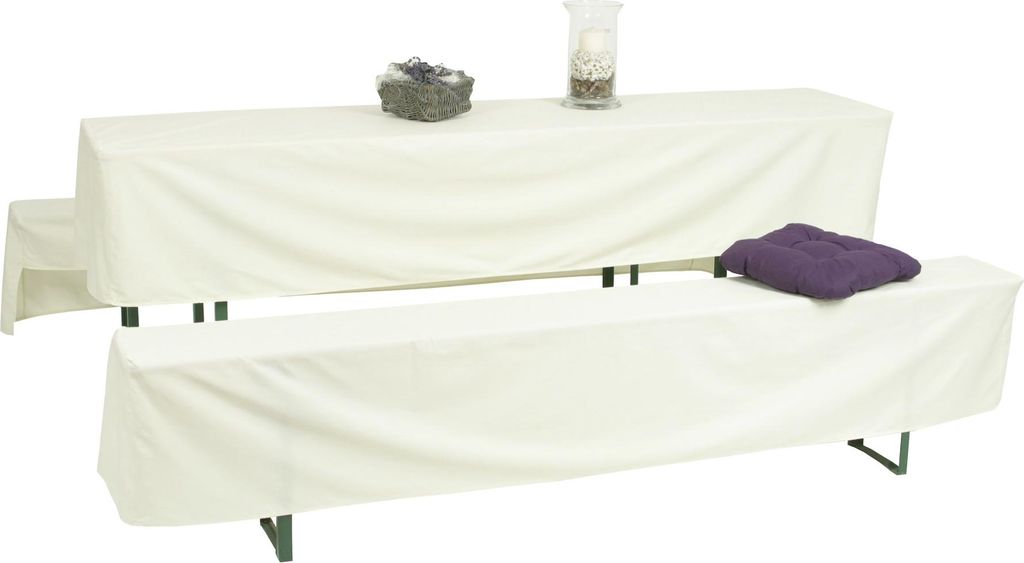 GO-DE Bierzeltgarnitur-Hussen weiß 220 x 70 x 42 cm, (70er Tisch)
