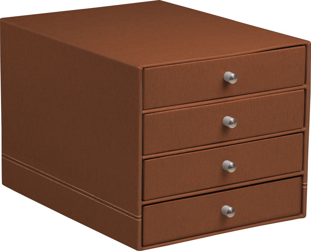 Rhodia Schubladenbox mit 4 Laden Kunstleder 24,8x32 ,7x22,8cm - Kupfer 194569C