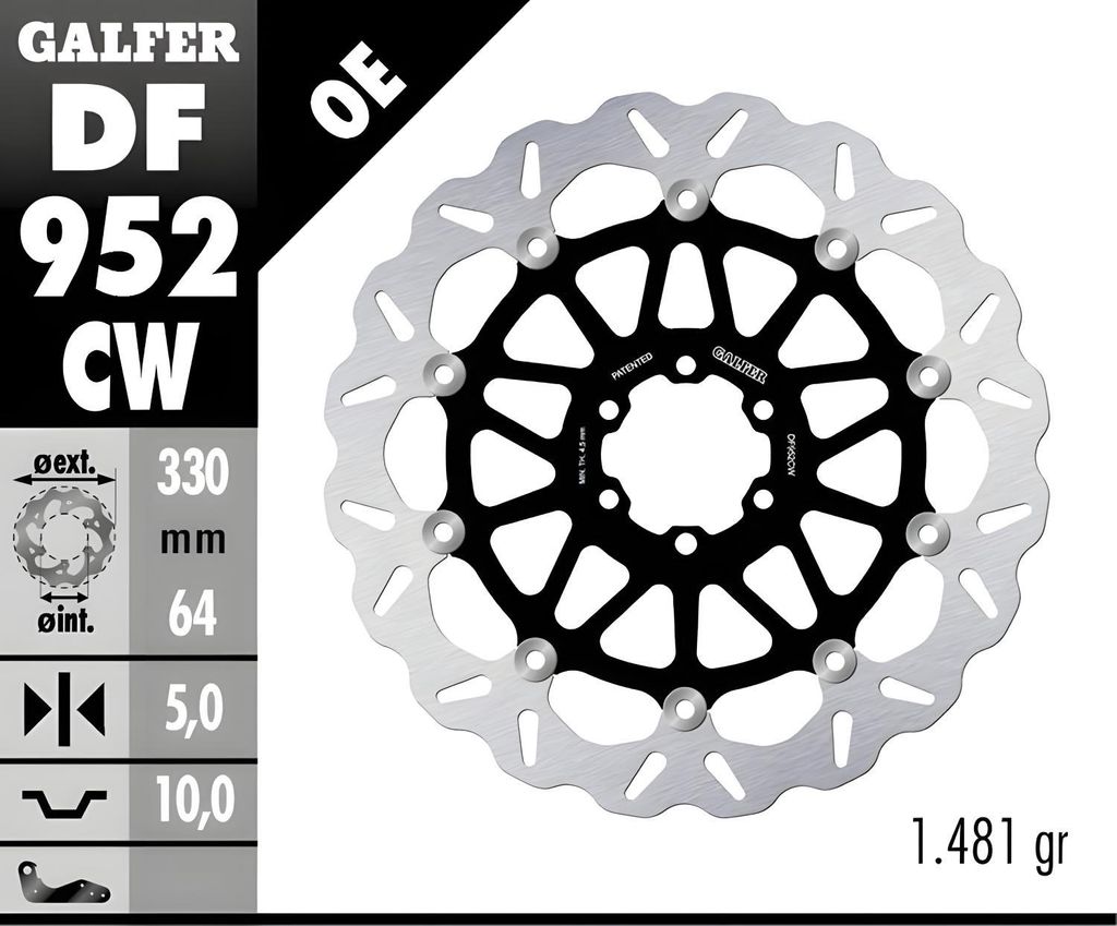 Bremsscheibe Set Galfer 2x DF952CW WAVE® schwimmend vorne Produktbild 