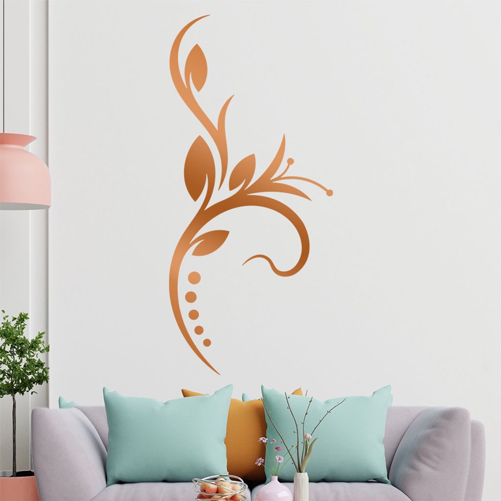 Blume - Linien Punkte Wandtattoo in 6 Größen - Wandaufkleber Wall Sticker - Dekoration, Küche, Wohnzimmer, Schlafzimmer, Badezimmer
