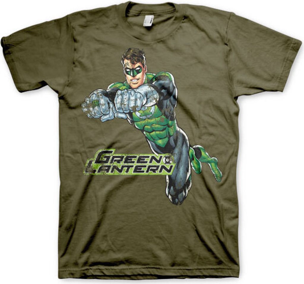 Green Lantern Distressed T-Shirt - XX-Large - Olive