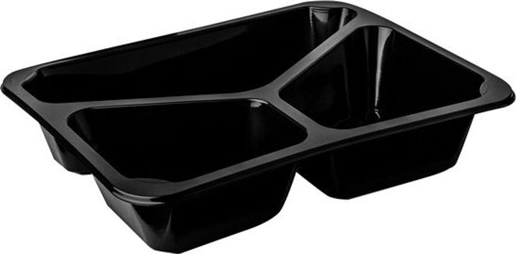 20x Mehrweg Menüschalen 3-geteilt 22,7 x 17,8cm Mikrowellengeeignet schwarz