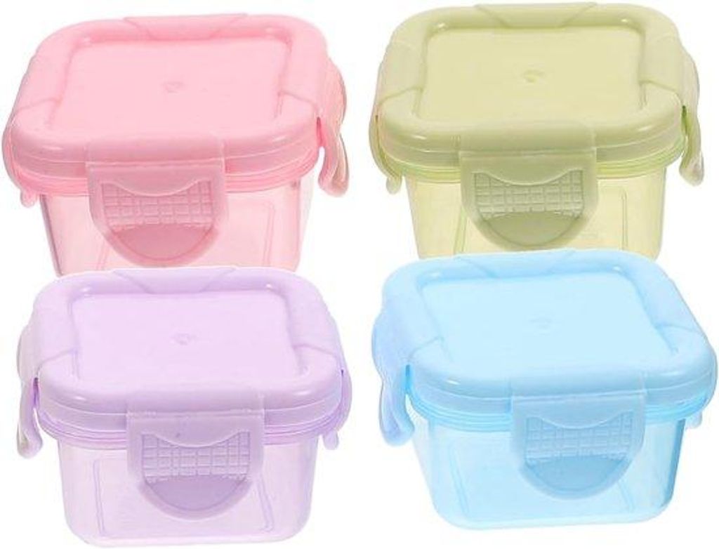 Gefrierschalen mit Deckel - 4 Stück - Salatbecher - Salsa-Becher - 5*5*4cm - Servierschalen